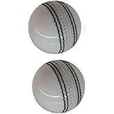 VikingOaksLLC Professional White Leather Cricket Ball, Senior Size, Hand-Stitched Practice Ball, Indoor/Outdoor Training| Set of Two Balls