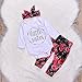 3Pcs Cotton Newborn Baby Girls Tops + Flower Pants + Headband Clothes Outfits Set (0-6M, White)