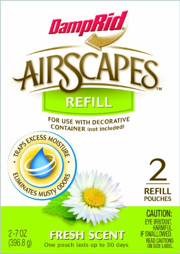 DampRid AS20FS Airscapes Dehumidifier Refill Pouches, Fresh Scent, 1 Box (2 Pouches Total)