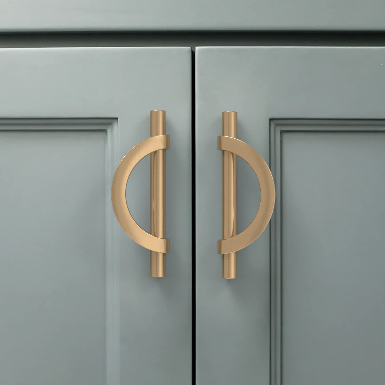 Amerdeco 10 Pack Champagne Bronze Cabinet Pulls 96mm Hole Center Cabinet Hardware Kitchen Cabinet Handles for Bathroom Drawer Pulls Dresser Pulls AM027