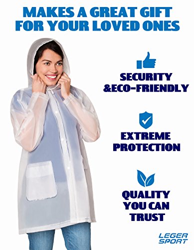 image for Leger sport Durable EVA The Best Rain Poncho Unisex Men Women - Reusab