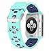 UMTELE Soft Silicone Replacement Band Sport Strap with Ventilation Holes for Apple Watch Nike+, Series 2, Series 1, Sport, Edition, Teal/Blue