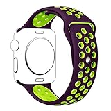 Hailan Band for Apple Watch Series 1 Series 2,Soft Durable Sport Silicone Replacement Wrist Strap for iWatch,42mm,S/M,Purple / Green