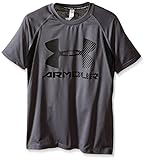 Under Armour Boys' HeatGear Armour Up Digi Fitted Short Sleeve Shirt, Graphite (043), Youth X-Large