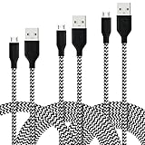 [3 Pack] Fasgear Micro USB(3ft,6ft,10ft) - Premium Charging Cables [Braided Nylon] for Samsung, Nexus, LG, Android Smartphone and More (Black)