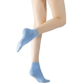 Yoga Pilates Socks with Grips for Women Non Slip Colorful Cushioned Ankle Socks for Barre Ballet Dance