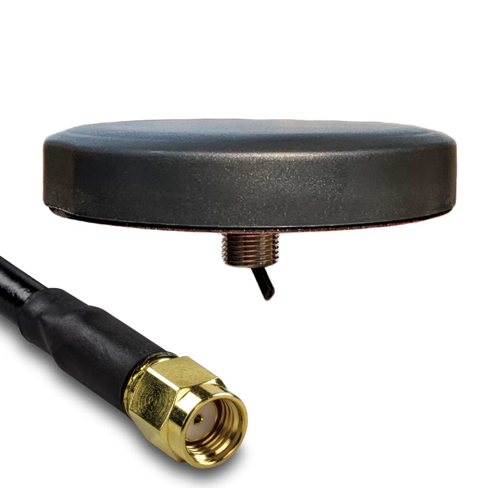 UniteCom 2.4GHz & 5GHz Dual Band Wi-Fi Puck Antenna 3 Meter Cable RP-SMA Connector Broadband Internet 5.8 Waterproof Outdoor Indoor Rugged Anti Vandal 802.11AC AX WIFI 6