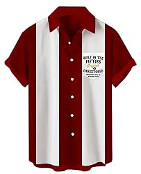 Bowling Shirts for Men Short Sleeve Funny Built in