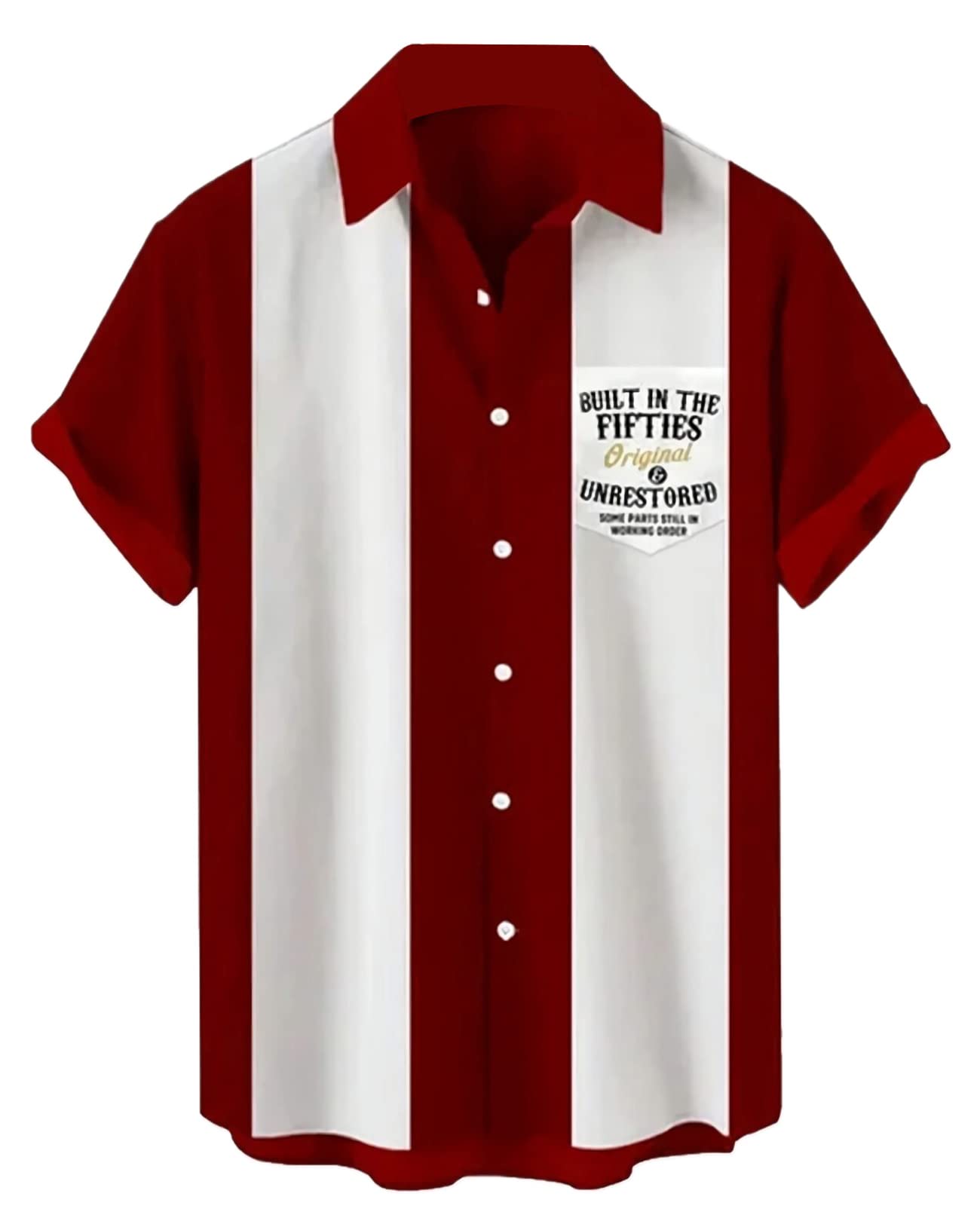 Bowling Shirts for Men Short Sleeve Funny Built in