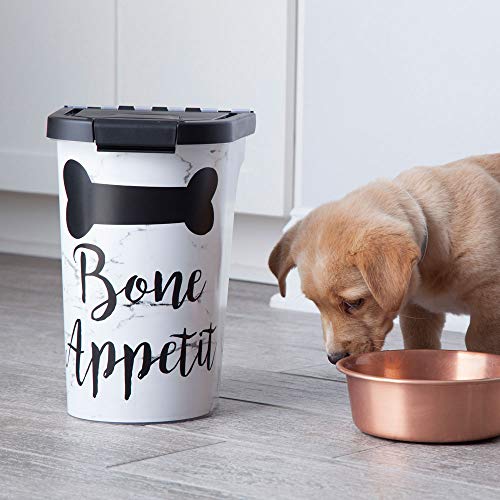Paw Prints Plastic Pet Food Bin, Bone Appetit Design, 7 LB
