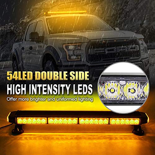 FOXCID 26" 54 LED Amber Emergency Warning Security Roof Top Flash Strobe Light Bar with Magnetic Base, for Plow or Tow Truck Construction Vehicle