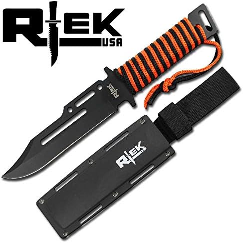 12" Rtek Tactical Combat Paracord Camo Brown Army Hunting Fixed Blade Knife Black USA R tek Hard Plastic Sheath Full Tang Handle