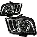 Auto Dynasty Headlights Assembly Compatible with 2005-2009 Ford Mustang Pony 5th Gen, Driver and Passenger Side Halogen Headlamps Replacement, Smoked Lens Clear Corner