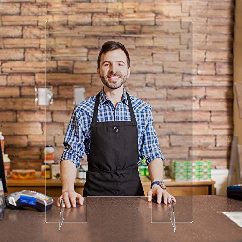 23.5" W31.5" H Countertop Desk Sneeze Guard Protective Partition, Plexiglass Shield Barrier