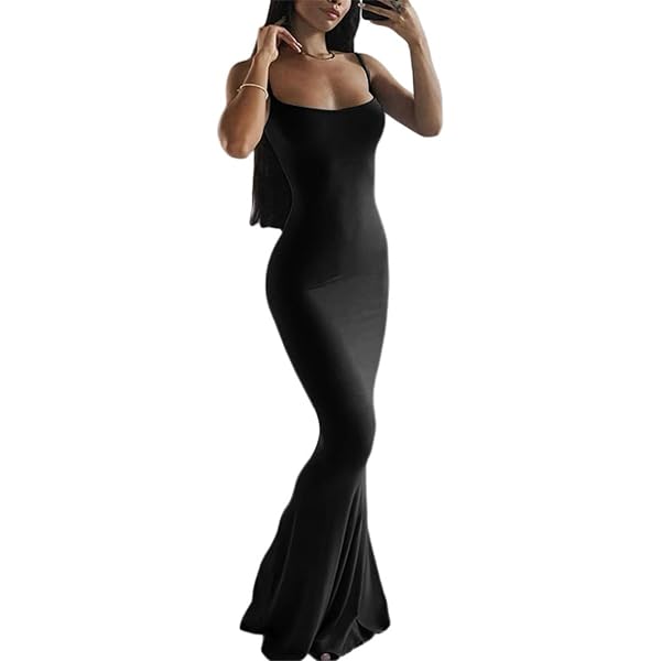 cream second skin slinky spaghetti strap bodycon dress Women's Dresses Feels Good Backless Bodycon Maxi Dress Cream XL by Selfie Leslie Clearance