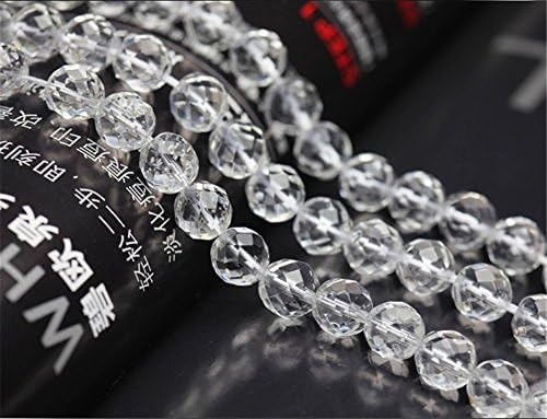 6mm-14mm Faceted Grade A Natural White Crystal Quartz Beads Clear Quartz Beads with 64 Facets Round 13.8 Inch Strand for Jewelry Making (GW25) (10mm)