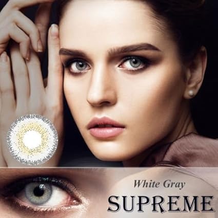Amazon ナチュラルなカラコン ハーフメイク 外国人メイク カラーコンタクト フチあり １年仕様 White Gray ノーブランド品 ソフトコンタクトレンズ