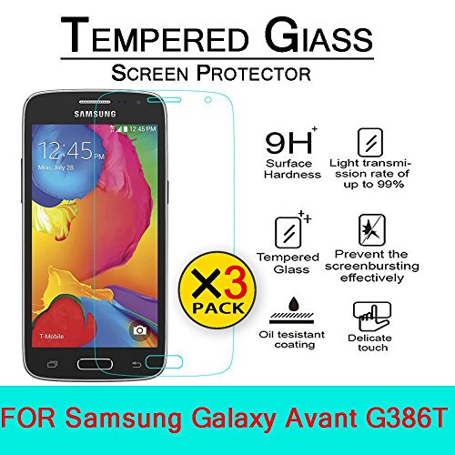 Galaxy Avant Glass Screen Protector, [3 Pack] AnoKe(0.3mm 9H 2.5D) Best Tempered Glass Screen Protector Film Shield Guard For Samsung Galaxy Avant SM-G386T Glass 3Pack