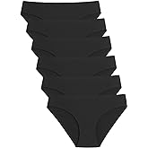 Caterlove Women's Seamless Underwear No Show Stretch Bikini Panties Silky Invisible Hipster 6 Pack