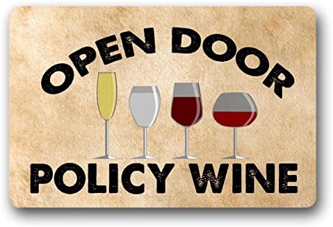COL DOM Entrance Doormat - Funny and Creative Doormat -open door policy wine Door Mat for Indoor Outdoor Use Non-woven Fabric Top Design By 23.6"x15.7"