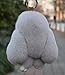 Genuine Rex Rabbit Fur Charm Bunny Rabbit Plush Toy Handmade Cute Fluffy Real Fur Keychain Cell Phone Charm, 6-Inch Tall (light grey)