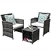 Orange Casual - Outdoor 3 Pieces Bistro Wicker Rattan Sets Patio Furniture Sets, Coffee Table with Storage Function, Cushioned Seat