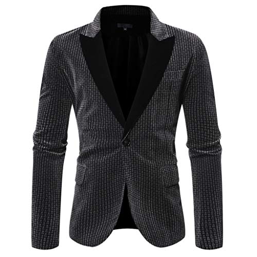 MIS1950s Men's Casual Blazer Jacket Slim Fit Coats Mid-Weight One Button Trend Suit Jacket Business Wedding Party Outerwear