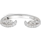 Blongme 925 Sterling Silver Eternity Ring Vintage Open Wedding Bands for Women Cubic Zirconia Ring Enhancers Size 7