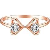 KIFUTENG Infinity Heart Ring for Women 925 Sterling Silver Mother Daughter Bow Knot Rings Dainty CZs Adjustable Open Stackable Ring Wedding Band Jewelry