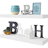 BAMEOS Floating Shelf,Wall Shelf,Decor Wall Mounted Shelves,Hanging Shelf Set L24xW6 for Bathroom Kitchen Living,Kitchen,Room Bedroom Storage,White | for Bathroom, Kitchen, Living, Room, Bedroom Storage