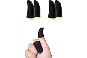 55 TRENDS Black Finger Sleeves Breathable Thumb Gloves for Gaming Weightless Anti Sweat Pro Gaming Seamless Touchscreen Finger Gloves (4 Pieces)