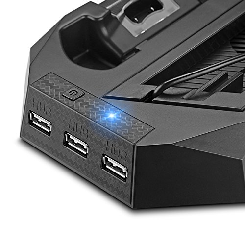 OBVIS Vertical Stand Charger Cooling Station for PS4 Pro/Slim 2-In-1 with Dual Charger Ports and USB HUB