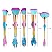 AprFairy 2017 Mermaid Makeup Brushes Set 10pcs with Pink Plaid Makeup Bag Ultra-soft Bristles Face Foundation Beauty Tools Blush Concealer Contouring Make Up Brush Kit - Colorful Gradient