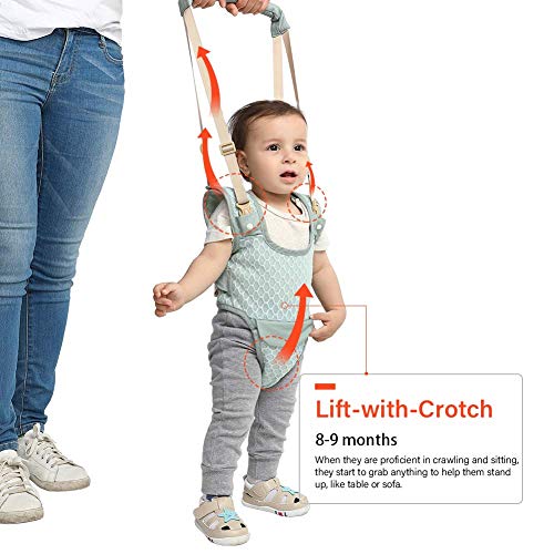 Handheld Baby Walking Harness for Kids, Detachable&Adjustable Toddler Walking Assistant with Crotch, Safe Standing & Walk Learning Helper for 6+ Months Baby