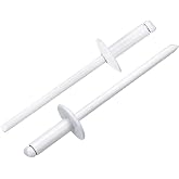 uxcell 100Pcs 1/8" x3/8" Aluminum Blind Rivets, Aluminum Grip and Steel Mandrel, Large Flange Fastener Rivets for Metal, Furniture, Automotive, White