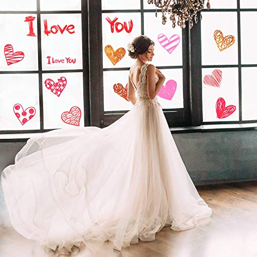 181 Pieces Valentine's Day Window Clings Wall Stickers Window Stickers Heart Stickers Decal Valentine's Day Patterns Window Stickers for Home Office Window Stickers Love Day Party Supplies,4 Sheets