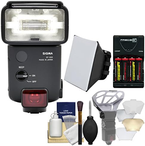 Sigma EF-630 Electronic Flash with Soft Box + Diffuser + Batteries &amp; Charger + Kit for Canon EOS Digital SLR Cameras