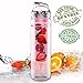 SimpleHH 27oz Tritan Fruit Infuser Water Bottle w/ Included Phone Ring Stand, Pink