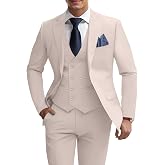 Mens Suits 3 Piece Double Breasted Slim Fit Suit Mens Wedding Prom Tuxedo | Groomsmen Suit for Men,Blazer Vest Pants Set,Mens Formal Party Dinner Homecoming Business Work Outfit,Adjustable Waist