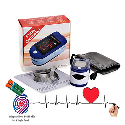 Fingertip Pulse Oximeter Blood Oxygen Saturation Monitor with Batteries Storage Bag and Lanyard