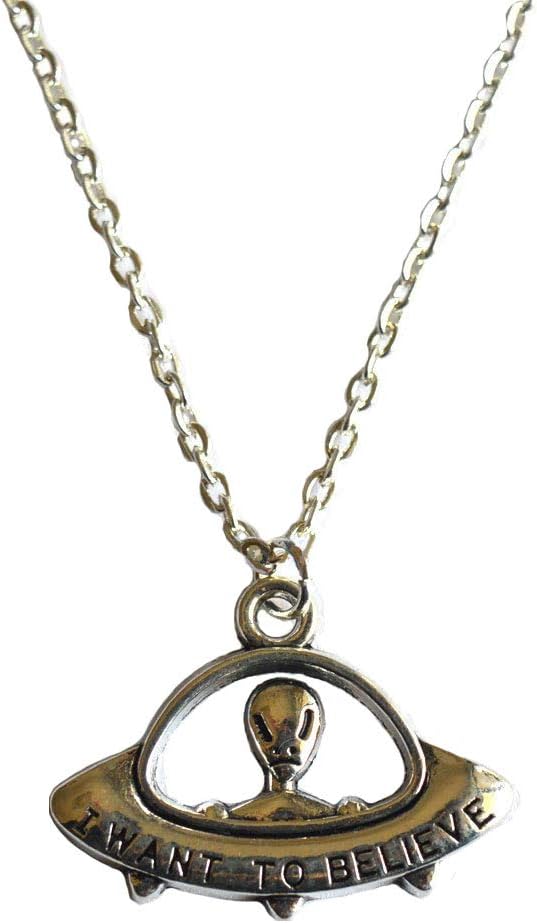 AKN21QOAZXMAlien Necklace, UFO Necklace, Space Jewellery, I Want to Believe, Martian Jewelry, Spaceship Necklace, Flying Saucer Necklace, Geeky Gift Best Gift Pendant Necklace,Simple Necklace