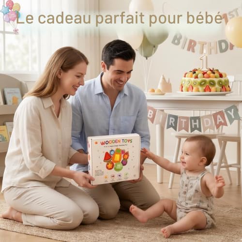 Montessori 1 Year Old Baby Toy 1 Year Old Educational Acrylic Fruits & Vegetables Assorted Shapes, Wooden Games for Children 1 2 Years, Gift Child 1 Year Boy Girl Fine Motor Skills