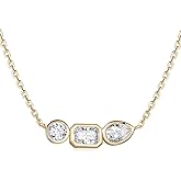 CYW Moissanite/Ruby/Sapphire/Emerald Dainty Pendant Necklace for Women, Novelty Design, Really Authentic Solid 925 Sterling Silver, 16"/18"/20" Adjustable, Birthday Anniversary Valentines Gift