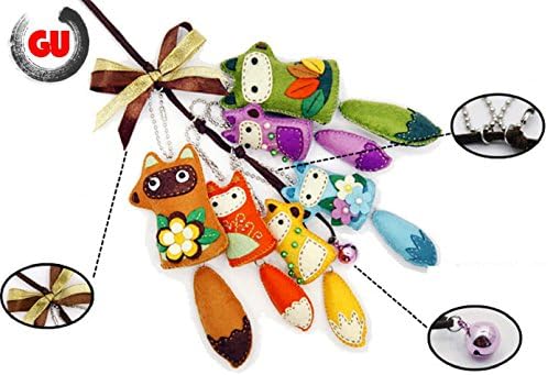 GUart DIY Polyester Felt Nonwoven Fabric Craft Kit, Sew and Stuff Kit, Whimsy Kit, make your own bag/doll/ figurine (FOX Family Handing Pendant)