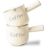 KEMORELA Ceramic Espresso Cups with Spouts & Handles, 3 oz & 90 Milliliter Markings, Espresso Shots, Durable Heat-Resistant C