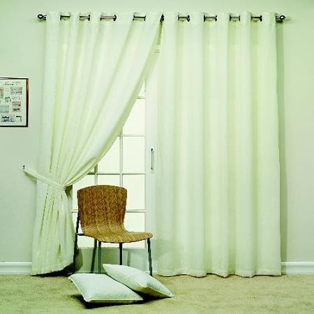 Eyelet Ring Top Lined Voile Curtains Cream Pair 55x90 Amazon Co