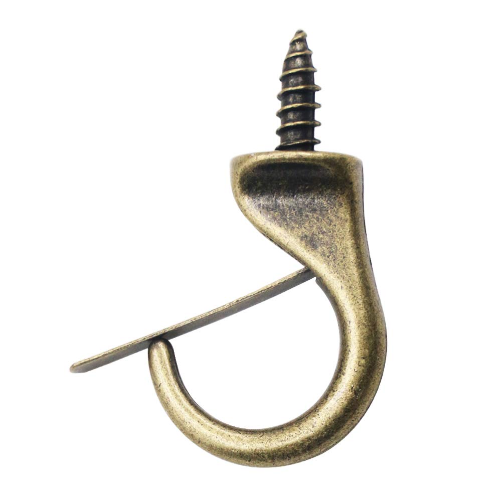 Safety Cup Windproof Hook Suspended Ceiling Hooks Screw Hooks (Bronze 12 Pack)