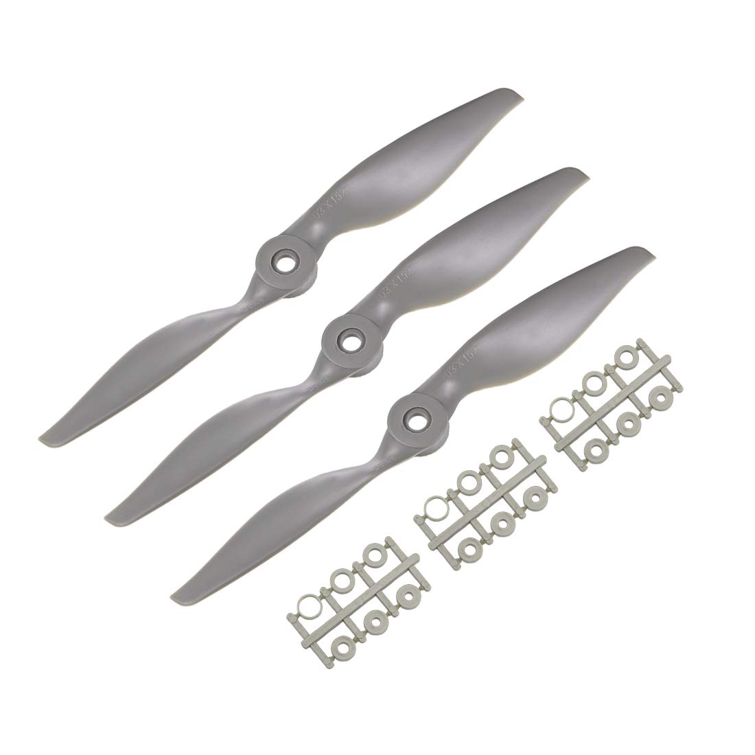 sourcing map RC Propellers CW 8x6 Inch 2-Vane for Airplane Nylon Gray 3Pcs with Adapter Rings