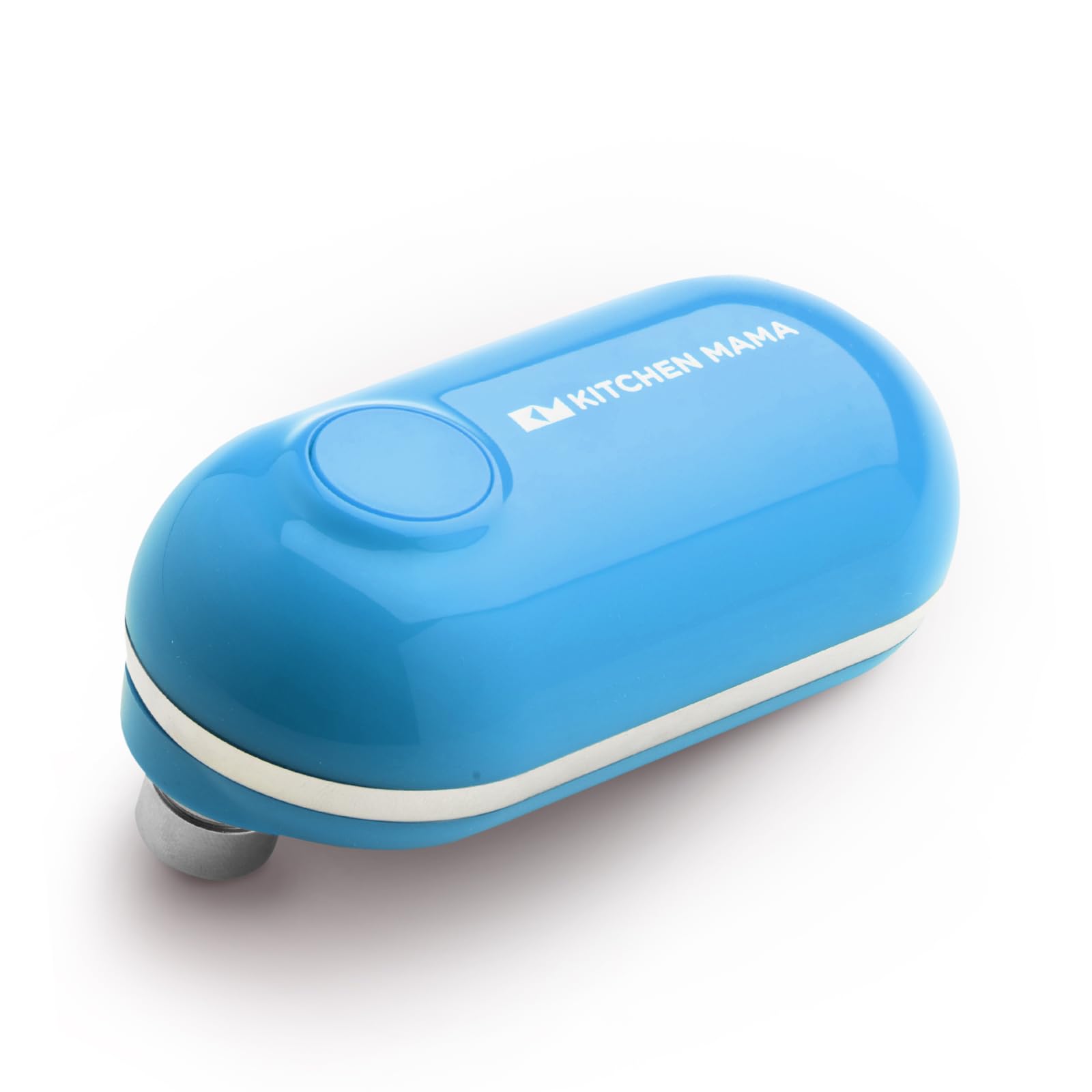 Kitchen Mama Mini Electric Can Opener Smooth Edge: Open Can with the Push of a Button - Ultra Compact, Space-Saving, Portable, Handsfree, Food Safe, Battery Operated (Sky Blue)