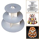 3-Tier White Round (12"W x 10"H) Cardboard Cupcake